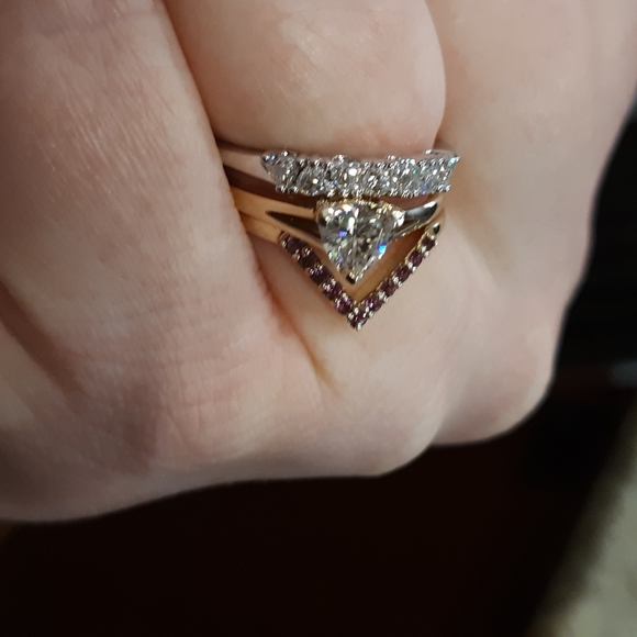 14K YELLOW GOLD MOISSANITE FIRE(R) .70CT DEW TRILLION CUT ENGAGEMENT RING - Picture 3 of 5